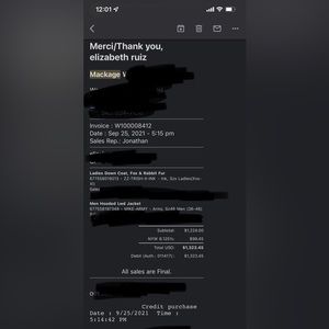 Mackage receipt not for sale